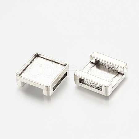 Tibetan Style Alloy Slide Charms Cabochon Settings X-TIBE-S317-02-AS-LF-1
