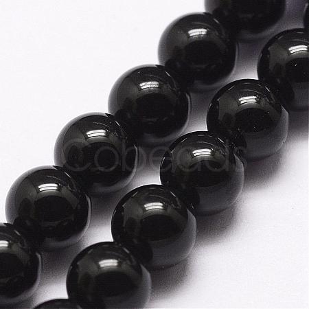 Natural Black Onyx Beads Strands G-A163-05-6mm-1