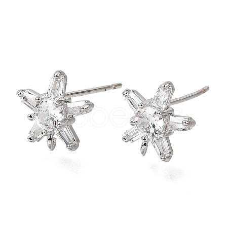 Brass Pave Cubic Zirconia Stud Earring Findings CU-CBAE189-04P-1