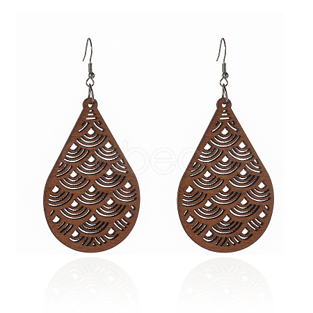 Wood & Iron Dangle Earrings FS-WG31712-01-1