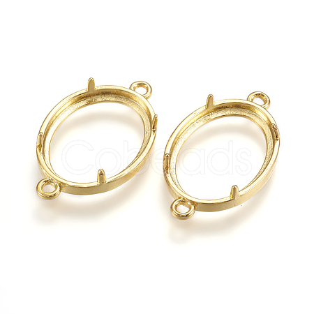 Brass Cabochon Connector Settings KK-K196-26G-1