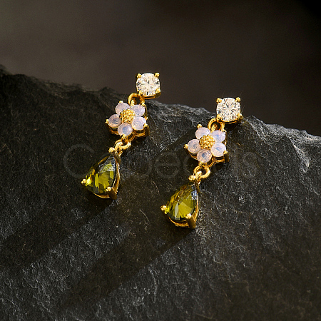 Brass Teardrop Dangle Stud Earrings SW0277-1
