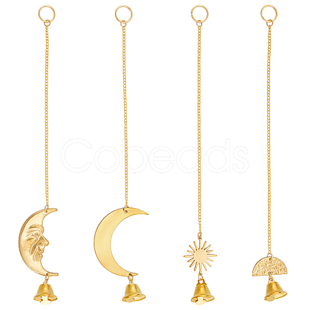 Moon Sun Brass Pendant Decoration HJEW-OC00021-1