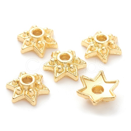 Rack Plating Alloy Flower Bead Caps X-KK-J277-10G-1