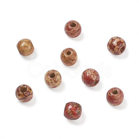 Printed Natural Wood Beads WOOD-TA0001-15-1