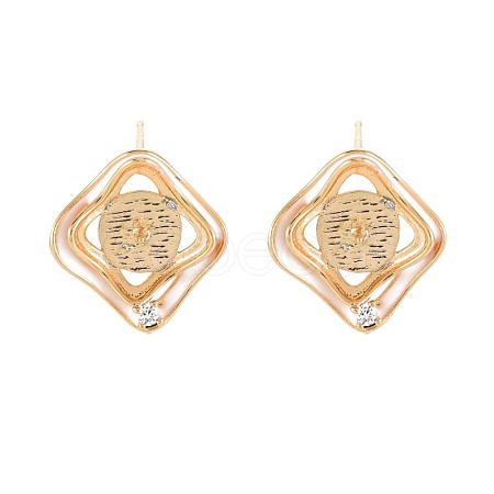 Brass Micro Pave Clear Cubic Zirconia Stud Earring Findings KK-S364-138-1