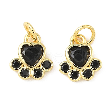 Brass Pave Cubic Zirconia Paw Print Charms KK-I355-17G-05-1