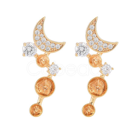 Brass Micro Pave Clear Cubic Zirconia Stud Earring Findings KK-S364-060-1