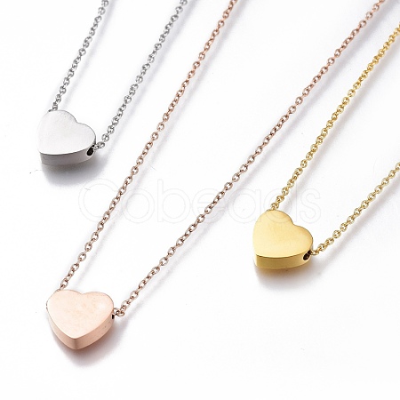 304 Stainless Steel Heart Pendant Necklaces NJEW-I240-25-1