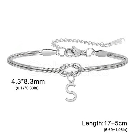 304 Stainless Steel Initial Charm Bracelets FS-WGD8E41-43-1