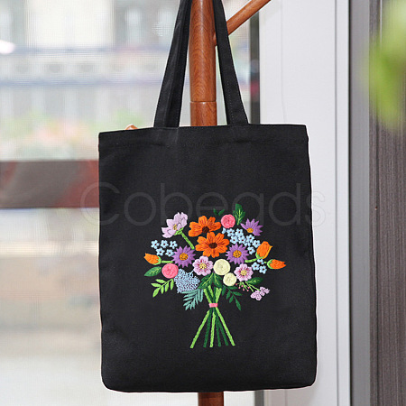 DIY Flower Bouquet Pattern Tote Bag Embroidery Kit PW22121379671-1