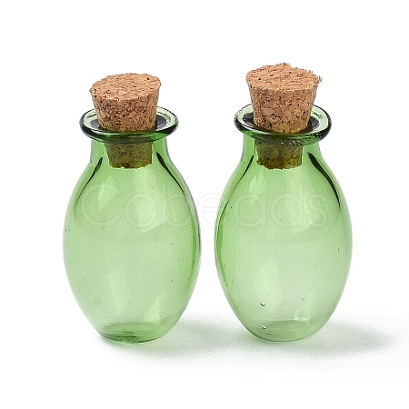 Oval Glass Cork Bottles Ornament X1-AJEW-O032-03F-1