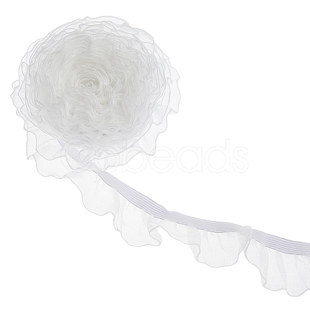 Nylon Elastic Pleated Lace Ribbon OCOR-WH0003-070B-1