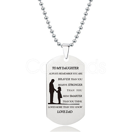 201 Stainless Steel To My Daughter Dog Tag Pendant Ball Chain Necklaces FS-WG527E6-07-1