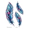 Feather Pattern Removable Temporary Tattoos Paper Stickers, Dodger Blue, 15x10.5cm