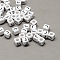 Large Hole Acrylic Letter European Beads, Horizontal Hole, White & Black, Cube with Letter.J, 7~8x7~8x7~8mm, Hole: 4mm, about 1144pcs/500g