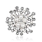 Flower Alloy Rhinestone Brooches for Women, Platinum, 45x45mm