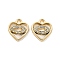 UV Plating Alloy Rhinestone Pendants, Heart with Horse Eye Charms, Golden, 13x11.5x2mm, Hole: 1.6mm