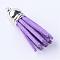 Faux Suede Tassel Pendant Decorations, with CCB Plastic Cord Ends, Platinum, Medium Orchid, 35~37x10mm, Hole: 1.8mm