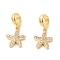 Brass Cubic Zirconia European Dangle Charms, Largr Hole Pendants, Long-Lasting Plated, Real 18K Gold Plated, Starfish, Clear, 23mm, Hole: 5mm, Pendant: 14x11.5x3mm