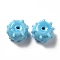 Handmade Bumpy Lampwork Beads, Round, Sky Blue, 12x13x8mm, Hole: 1.6mm