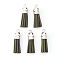 Faux Suede Tassel Pendant Decorations, with CCB Plastic Cord Ends, Platinum, 33~35x10mm, Hole: 2.5mm