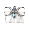 Alloy with Resin Hair Comb, Moon, Hair Accessories for Women, Antique Silver, 70x56mm