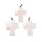 Natural Rose Quartz Pendants, Religion Cross Charms with Rack Plating Platinum Tone Brass Snap on Bails, 35x23x9mm, Hole: 7x4mm