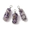 Rack Plating Copper Wire Wrapped Natural Amethyst Chip Big Pendants, Macrame Gems Charms, Cadmium Free & Lead Free, Platinum, 45.5~56x17~20x17~22mm, Hole: 5~6.5mm