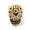 304 Stainless Steel Rhinestone European Beads, with Enamel, Large Hole Beads, Skull, Golden, 13x9x10.5mm, Hole: 4.5mm