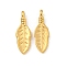 Ion Plating(IP) 304 Stainless Steel Pendants, Leaf Charm, Real 18K Gold Plated, 15.5x5x3mm, Hole: 1.5mm