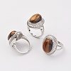 Natural Tiger Eye Finger Rings X-RJEW-P122-13-1