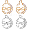 12Pcs 2 Colors Brass Micro Pave Cubic Zirconia Charms KK-BBC0014-88-1