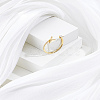 1Pc Letter Brass Rhinestone Open Cuff Rings for Women AJEW-LP0004-47L-G-3