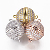 Brass Micro Pave Cubic Zirconia Magnetic Clasps with Loops ZIRC-L082-A-01-1