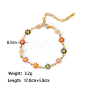 Enamel Flower Link Chains Bracelet HUDU-PW0001-027A-1