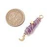 3Pcs 3 Styles Natural Amethyst Pointed Copper Wire Wrapped Faceted Bullet Big Pendants PALLOY-JF03572-03-2