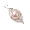 Copper Wire Wrapped Shell Pearl Pendants PALLOY-JF03115-01-4