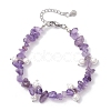 Natural Amethyst Chip & Glass Shell Round Beaded Bracelets BJEW-JB12303-02-2