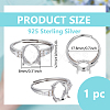 Adjustable 925 Sterling Silver Micro Pave Cubic Zirconia Oval Ring Component STER-BC0003-57P-2