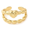 Heart Brass Open Cuff Ring for Women RJEW-Z070-05G-03-2