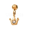 304 Stainless Steel Pave Clear Cubic Zirconia Charms CU-CBAB6EC-11G-1