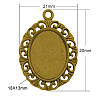 Tibetan Style Pendant Cabochon Settings TIBEP-R099-AG-LF-1