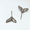 Brass Micro Pave Clear Cubic Zirconia Fishtail Head Pins BAPE-PW0002-10C-B-1