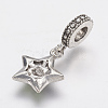 Tibetan Style Alloy Rhinestone European Dangle Charms X-PALLOY-F202-20-3