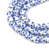 Handmade Flower Printed Porcelain Ceramic Beads Strands PORC-M006-8mm-10-3