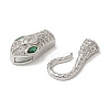 Snake Brass Micro Pave Cubic Zirconia S Hook Clasps KK-A227-06P-2