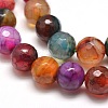 Dyed Natural Agate Faceted Round Beads Strands G-E268-22-2