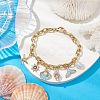 Summer Beach Starfish & Shell Shaped Alloy Enamel & ABS Plastic Imitation Pearl Charm Bracelets BJEW-JB10539-2