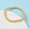 Brass Round Beaded Stretch Bracelets for Men Women BJEW-B148-05D-G-2